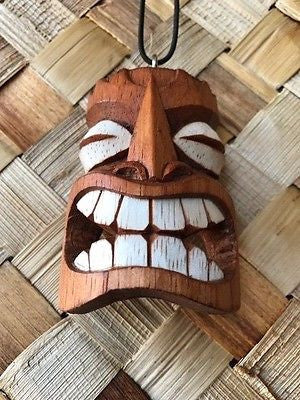 New 3" Happy Tiki Christmas Ornament / Pendant Wood Hawaii