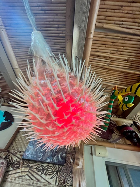 8"-9" Puffer fish with red led bulb