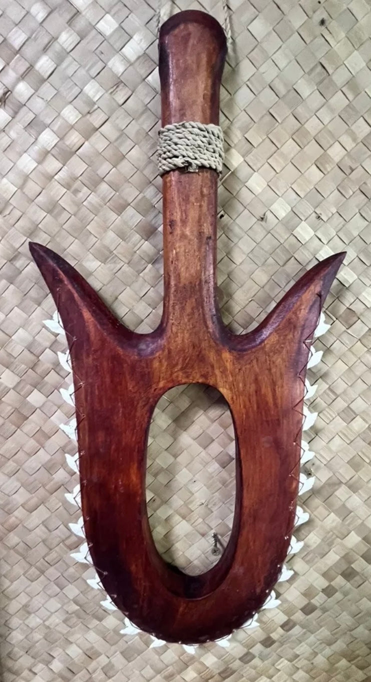 NEW Fijian style war club  #2 with real sharks teeth produced  by Smokin' Tikis