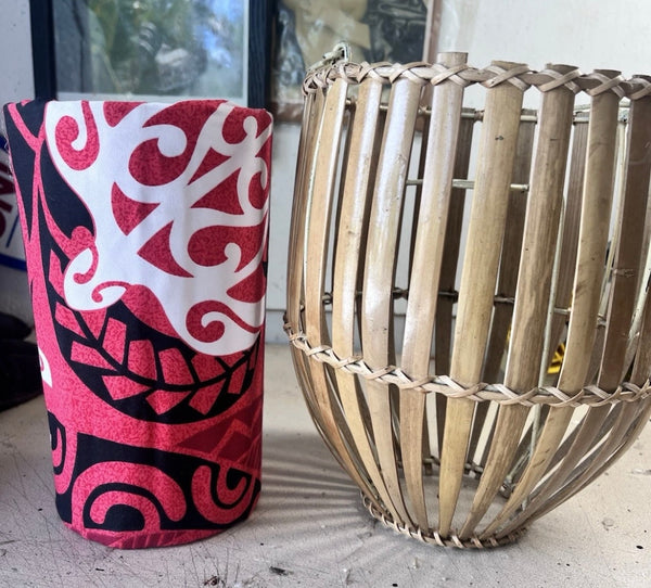 Retro Basket Lamp with Sea turtles and Hawaiian style tattoos