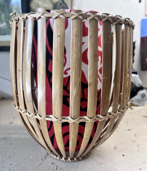 Retro Basket Lamp with Sea turtles and Hawaiian style tattoos