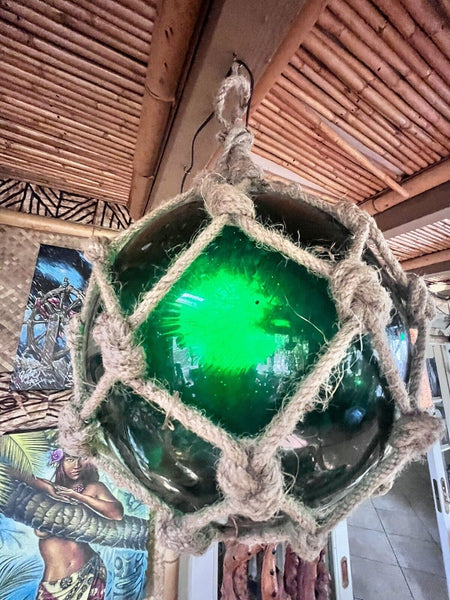 NEW Puffer Fish Green Glass Fish Float Lamp Tiki bar Smokin Tikis