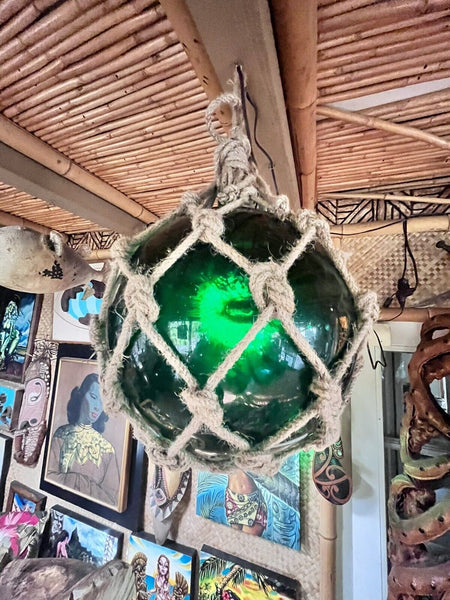 NEW Puffer Fish Green Glass Fish Float Lamp Tiki bar Smokin Tikis