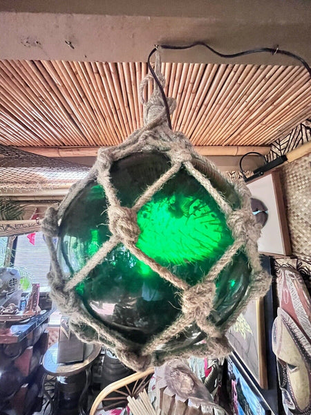 NEW Puffer Fish Green Glass Fish Float Lamp Tiki bar Smokin Tikis