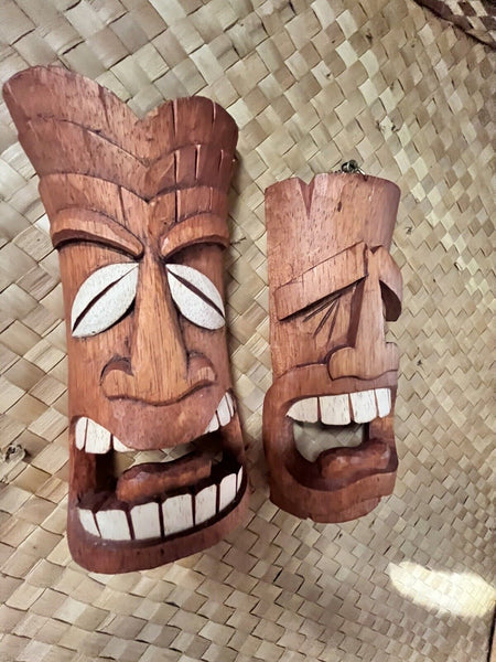 NEW Mini-Comedy and Tragedy Tiki Mask set bar Hawaii Smokin Tikis