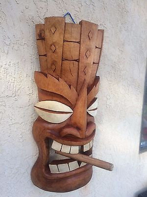 NEW almost 3' tall Giant Cigar Smoking Tiki Mask / Sconce Smokin Tikis  Hawaii