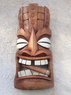 NEW almost 3' tall Giant Cigar Smoking Tiki Mask / Sconce Smokin Tikis  Hawaii