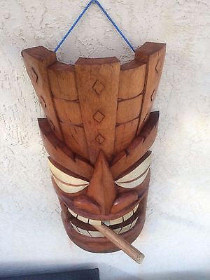 NEW almost 3' tall Giant Cigar Smoking Tiki Mask / Sconce Smokin Tikis  Hawaii