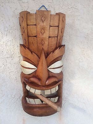 NEW almost 3' tall Giant Cigar Smoking Tiki Mask / Sconce Smokin Tikis  Hawaii