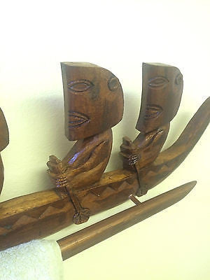 New 3' + Marquesan Outrigger Wall art or Hand Towel Hanger Smokin Tikis