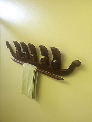 New 3' + Marquesan Outrigger Wall art or Hand Towel Hanger Smokin Tikis