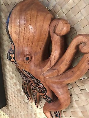 New Wall Hanging Tatooed Octopus Smokin' Tikis Hawaii 1225fx