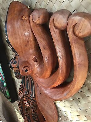 New Lg Wall Hanging Tatooed Octopus Smokin' Tikis Hawaii 1211f