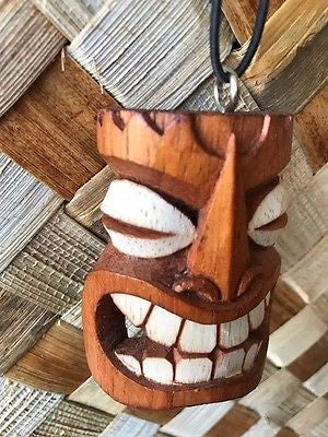 New 3" Happy Tiki Christmas Ornament / Pendant Wood Hawaii