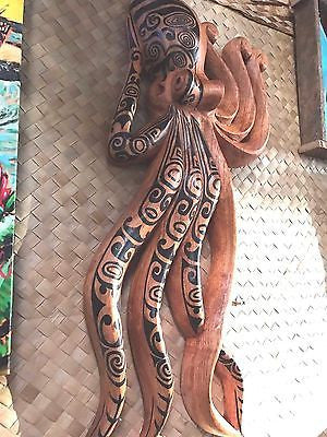 New Lg Wall Hanging Tatooed Octopus Smokin' Tikis Hawaii 1211f