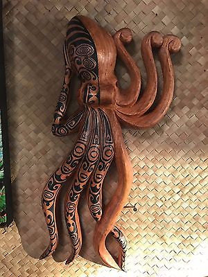 New Lg Wall Hanging Tatooed Octopus Smokin' Tikis Hawaii 1211f