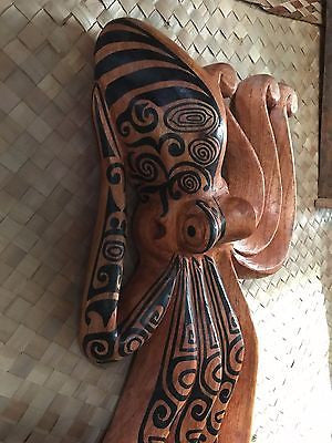 New Lg Wall Hanging Tatooed Octopus Smokin' Tikis Hawaii 1211f