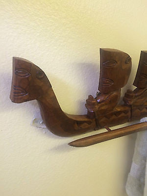 New 3' + Marquesan Outrigger Wall art or Hand Towel Hanger Smokin Tikis