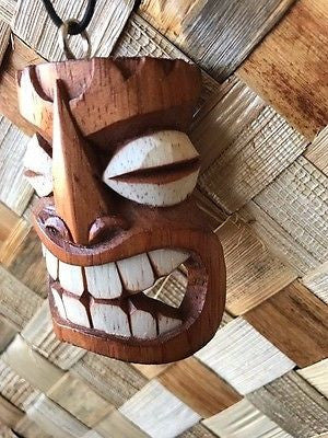 New 3" Happy Tiki Christmas Ornament / Pendant Wood Hawaii