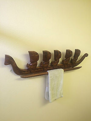 New 3' + Marquesan Outrigger Wall art or Hand Towel Hanger Smokin Tikis
