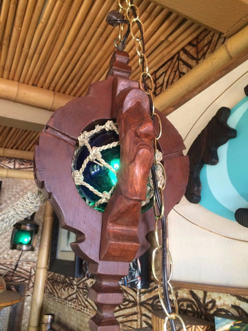 NEW Witco style lamp Blue glass fish float with net Tiki bar Smokin Tikis 21k