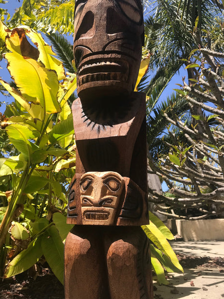 Marquesan Tiki with Skull Coconut Palm 3'3"