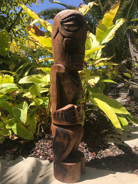 Marquesan Tiki with Skull Coconut Palm 3'3"